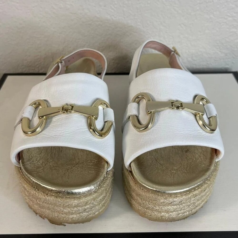 Sole Bliss Bree Wedge Sandals White Leather Women's 36 EU/6 US Made In Italy